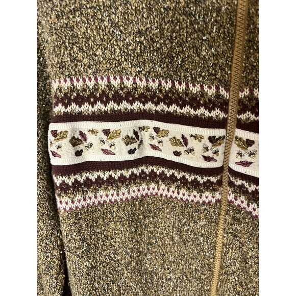 Vintage Woolrich Sweater Fall Leaves Womens Full Zip Brown Ladies size large - Picture 5 of 8